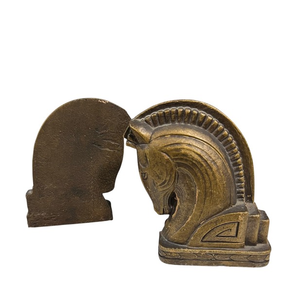 Art Deco Syroco Wood Horse Head Bookends MCM Modernist Vintage Decor - Picture 3 of 9